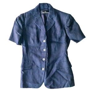 Ralph Lauren Black Label Vintage Blue Linen Blazer Jacket Womens 8